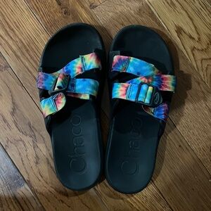 Chacos tie dye slides